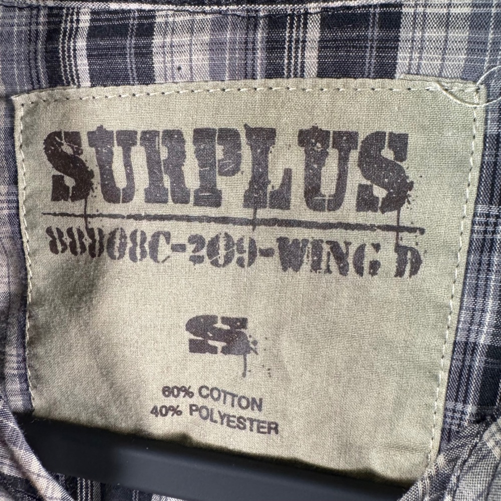 Surplus Mens Plaid Pearl‎ Snap Western Shirt Embroidered Y2K Gorpcore Utility S - Picture 3 of 7